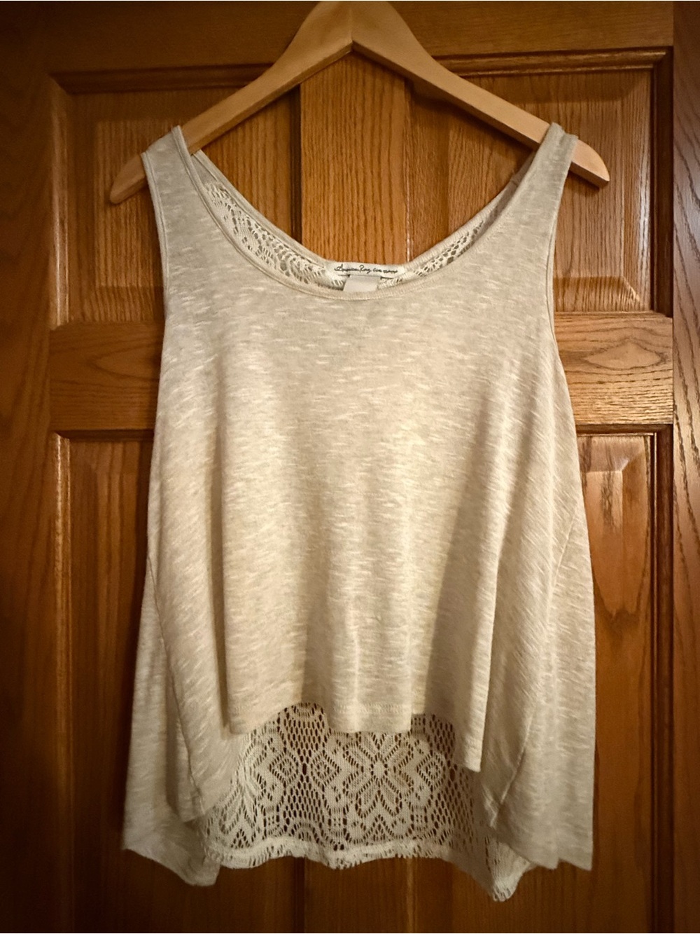 American Rag Cream Lace Accent Scoop Neck Tank - size M